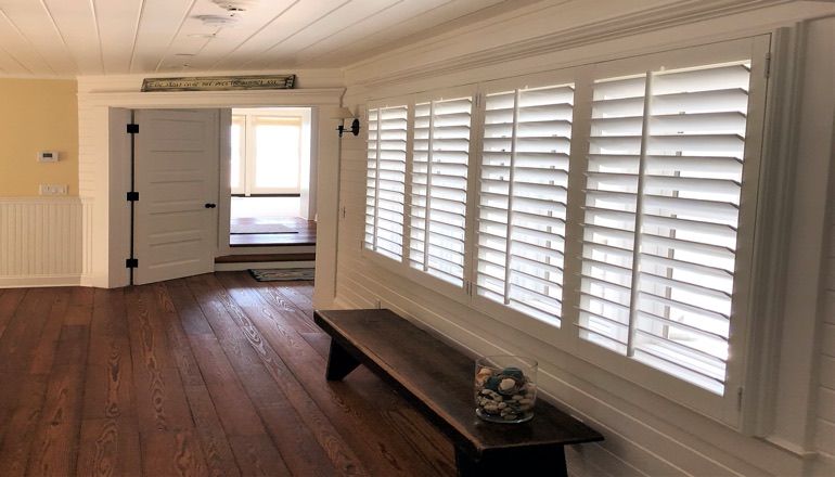 Faux wood plantation shutters in Dover